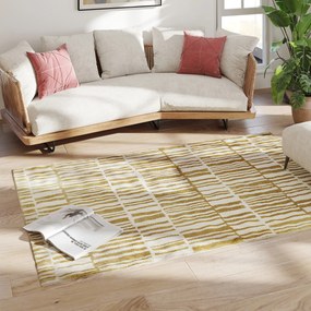 Tapete Sala de Estar 170x120 cm Tapete Lavável na Máquina de Lavar Pelo Curto Estilo Moderno Creme