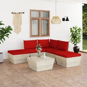 6 pcs conjunto lounge de paletes + almofadões madeira de abeto