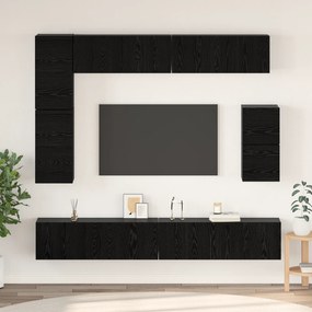 vidaXL Conjunto de móvel de TV com prateleira Outros com armazenamento 8 pcs Carvalho Preto
