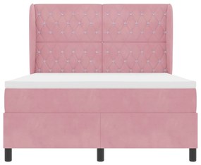 Cama com Estrado e Colchão Rosa 160 x 200 cm Veludo