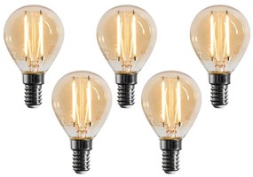 Conjunto de 5 lâmpadas LED E14 reguláveis G45 douradas 4W 330 lm 2100K