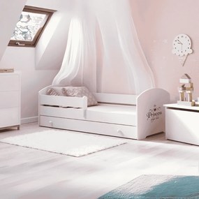 Cama infantil branca LUK princesa 140x70 com gaveta - colchão e estrado incluído