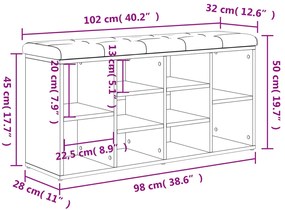 Banco sapateira 102x32x50 cm derivados madeira cinzento cimento