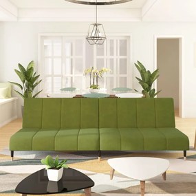 Sofá-cama de 2 lugares veludo verde-claro