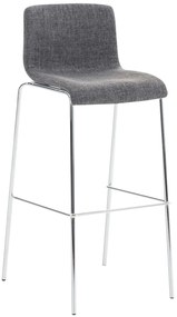 Conjunto de 2 bancos de bar Hoover em tecido e com estrutura cromada 43 x 100 x 48 cm Cinzento