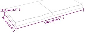 Prateleira de parede 140x60x(2-6) cm carvalho tratado castanho