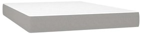 Cama box spring c/ colchão e LED 140x200 cm tecido cinza-claro