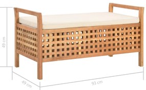 Banco de arrumação 93x49x49 cm madeira de nogueira maciça