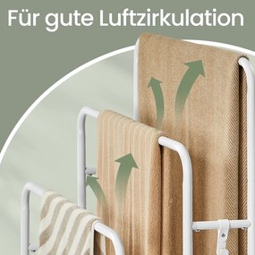 Toalheiro com 3 barras, suporte para toalhas com 2 ganchos 70 x 30 x 101 cm branco-bege