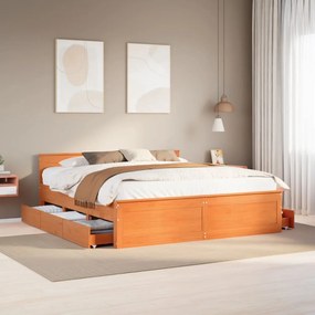 vidaXL Cama sem colchão c/ cabeceira madeira pinho maciça castanho-mel