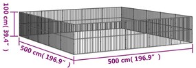 Parque para cães com 20 painéis aço galvanizado preto