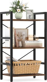 Estante metálica compacta 42 x 28 x 71 cm de 3 níveis com prateleiras abertas e proteção anti-tombamento para sala de estar, escritório ou estúdio, em