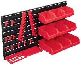 34 pcs kit caixas arrumação c/ painéis parede vermelho e preto