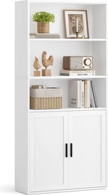 Estante com 5 prateleiras e porta, 60 x 24 x 145,9 cm Branco