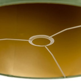 Abajur de veludo verde 40/40/40 com interior dourado