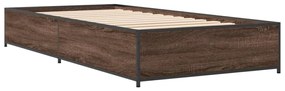 Estrutura de cama derivados de madeira/metal carvalho castanho