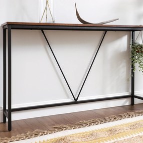 Mesa consola de 120 x 23 x 74 cm Castanho vintage + Preto