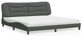 vidaXL Cama com colchão 200x200 cm tecido cinzento-escuro