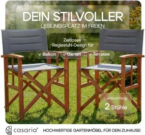 Conjunto de 2 cadeiras de realizador premium, madeira de eucalipto com certificação FSC®, estofadas cor antracite