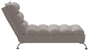 Chaise lounge com almofadões tecido cinzento-acastanhado