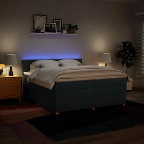 Cama com molas/colchão 200x200 cm tecido azul