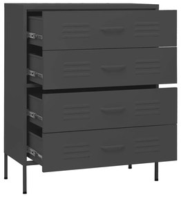 Cómoda/aparador com gavetas aço 80x35x101,5 cm antracite