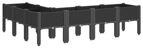 Vaso/floreira de jardim c/ pernas 160x120x42 cm PP preto