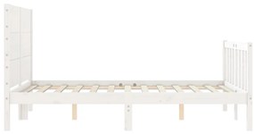 Cama sem colchão 140x190 cm madeira de pinho maciça branco
