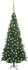 Árvore de Natal artificial com luzes LED e bolas L 240 cm verde