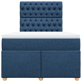 Cama boxspring com colchão 120x190 cm tecido azul