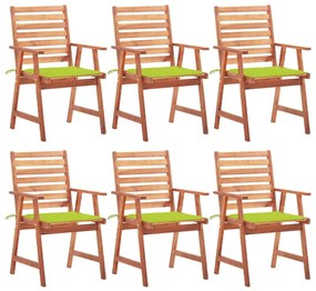 Cadeiras de jantar p/ jardim 6 pcs c/ almofadões acácia maciça