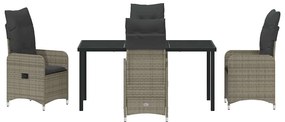 Conjunto de Jantar para Jardim 5 Peças com Almofadas em Rattan Sintéti