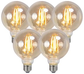Conjunto de 5 lâmpadas de fumaça de filamento LED reguláveis E27 5W 380 lm 2200K