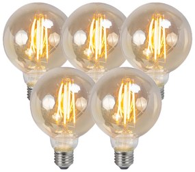 Conjunto de 5 lâmpadas LED filamento E27 reguláveis vidro fumê 5W 450lm 2200K