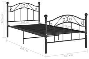 Estrutura de cama 100x200 cm metal preto