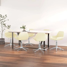 vidaXL Cadeiras de jantar giratórias 6 pcs tecido cor creme