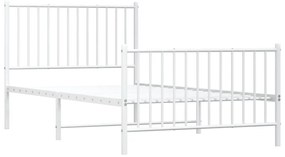 Estrutura de cama com cabeceira e pés 100x190 cm metal branco