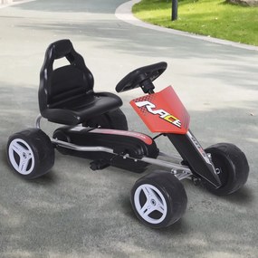 HOMCOM Carro pedal com assento ajustável carga 30 kg Go Kart Racing Sports para crianças 3-8 anos de brinquedo ao ar livre 80x49x50cm aço