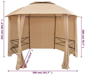Tenda de jardim com cortinas hexagonal 360x265 cm