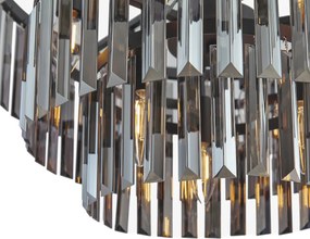 Lustre moderno preto com vidro fumê 9 luzes - Amel
