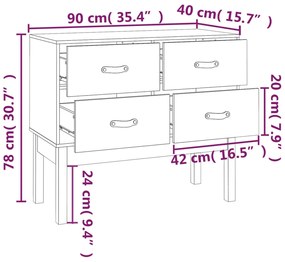 Mesa consola 90x40x78 cm madeira de pinho maciça branco