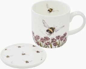 Caneca em porcelana Fine Bone China com base Bumble Bee, conjunto de 2
