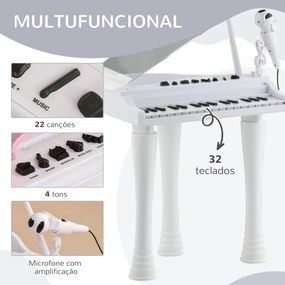 AIYAPLAY Piano Eletrónico para Crianças com 32 Teclas Piano com Microf