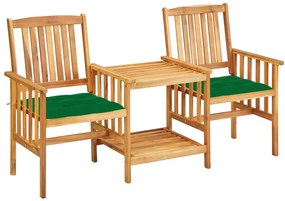 Cadeiras de jardim c/ mesa de centro e almofadões acácia maciça