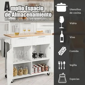 Ilha de Cozinha "Lund" – Carro de Serviço com Gavetas, Armários e Roda