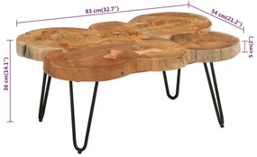 Mesa de centro 6 troncos 36 cm madeira de acácia maciça