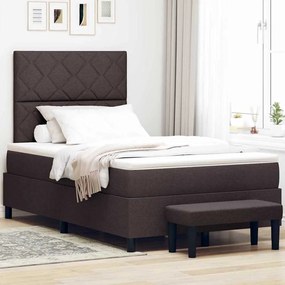 vidaXL Cama Box com Colchão e Banco Castanho Escuro 120x190 cm Tecido