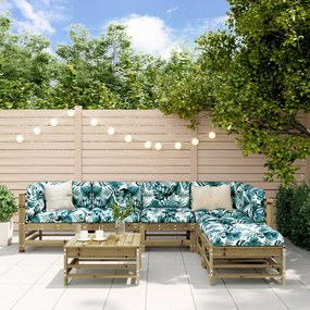 7 pcs conjunto lounge de jardim madeira de pinho impregnada