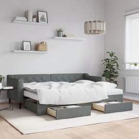 vidaXL Sofá-cama c/ gavetão e gavetas 80x200 cm tecido cinzento-escuro