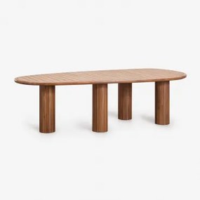 Mesa De Jantar Oval Em Madeira De Acácia Ginara Castanho Acácia & ↔︎ 260 Cm - Sklum